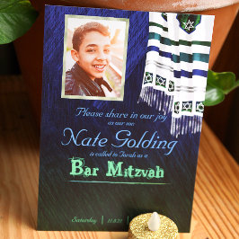 Convite Mitzvah para Bar de Talentos Azul e Verde