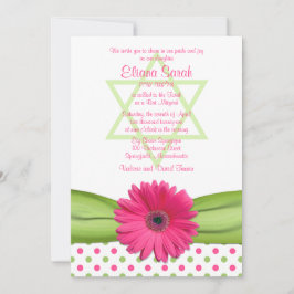 Convite Mitzvah para Bat de Bolinhas Rosa e Verde