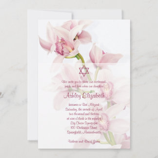 Convite Mitzvah para Bat Orquídeo de Cymbidium Ros
