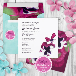 Convite Mitzvah para Pansies Rosa Profundos