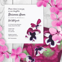 Convite Mitzvah para Pansies Rosa Profundos