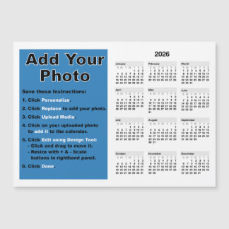 Convite Modelo de ímã de calendário mini 5x7 com sua foto 