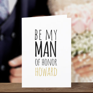 Convite Modern Be My Man Honor Request Card