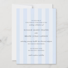 Convite Modern Blue Stripes Elegant Wedding