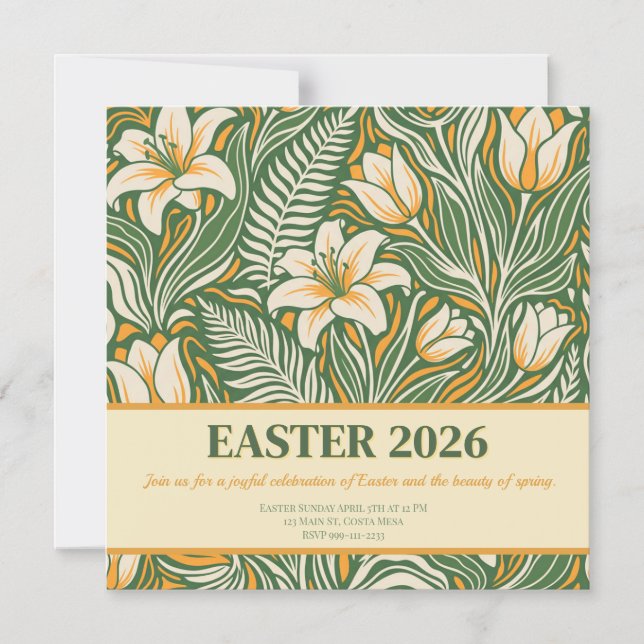 Convite Modern Botanical Easter Blessings (Frente)