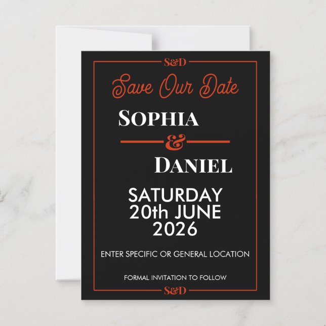 Convite Modern Editable Wedding Save The Date Card (Frente)