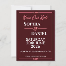 Convite Modern Editable Wedding Save The Date Card