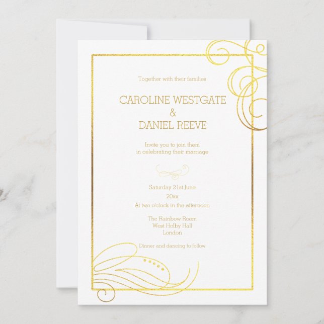Convite Modern Faux Foil Flourish (Frente)
