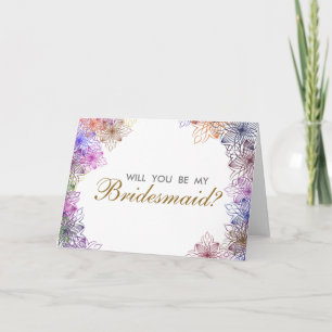 Convite Modern Floral Will You Be My Bridesmaid Invitation