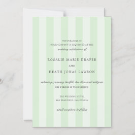 Convite Modern Green Stripes Elegant Wedding