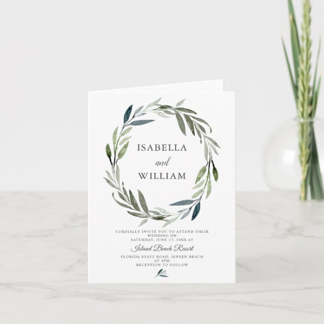 Convite Modern Greenery Boho Wedding (Frente)