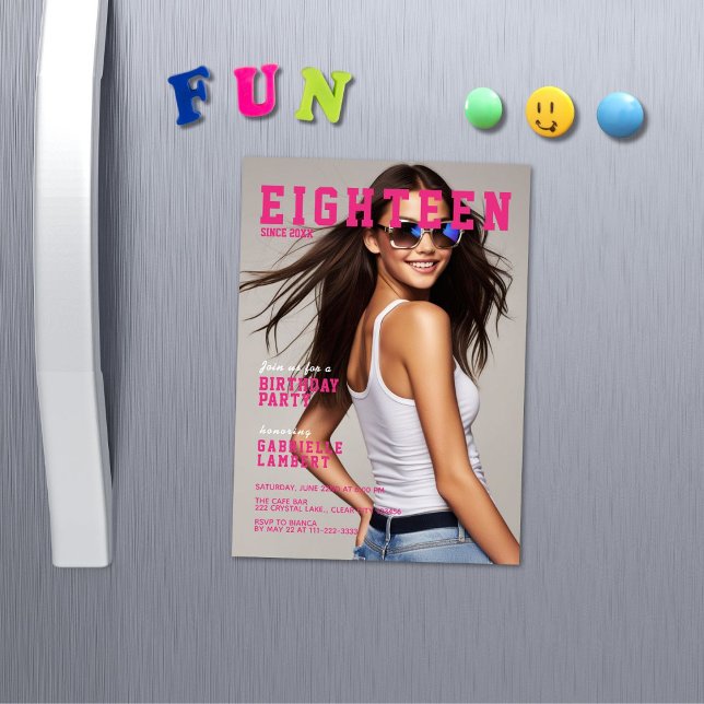 Convite Modern Magazine Cover Inspired 18th Birthday (Criador carregado)