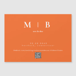 Convite Modern Orange Wedding Save the Date