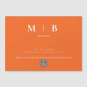 Convite Modern Orange Wedding Save the Date