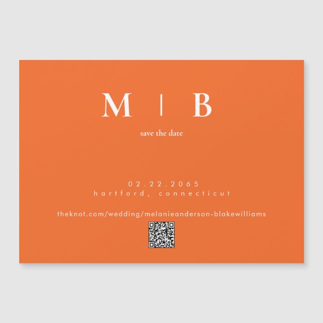 Convite Modern Orange Wedding Save the Date (Frente)