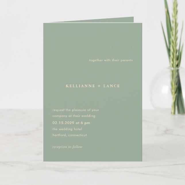 Convite Modern Sage Green Simple Wedding (Frente)