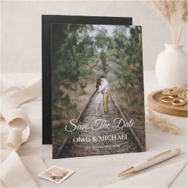 Convite Modern Script Elegant Wedding Photo Save The Date