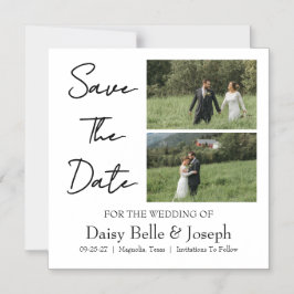 Convite Modern Script Photo Wedding Save The Date