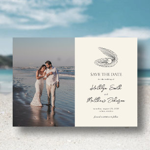 Convite Modern Shell Beach Ocean Casamento Salve A Data