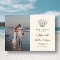 Modern Shell Beach Ocean Casamento Salve A Data