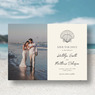 Convite Modern Shell Beach Ocean Casamento Salve A Data