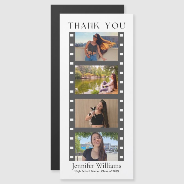 Convite moderna graduação 4 fotos, obrigado, seu ímã (Frente/Verso)