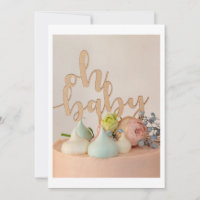 Convite moderno ao Chá de fraldas com pastel Cake