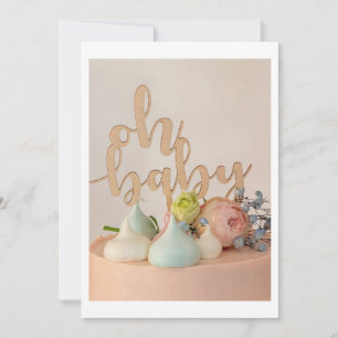 Convite moderno ao Chá de fraldas com pastel Cake