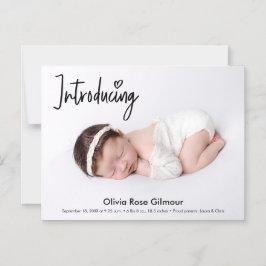 Convite Moderno Apresentando a foto do bebê Nome Magnético