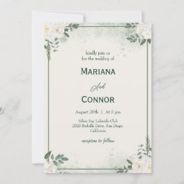 Convite Moderno Botânico Minimalista para Casament