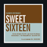 Convite moderno corajoso do doce dezesseis da<br><div class="desc">Blocos corajosos de cor,  estes na cerceta na moda e castanho chocolate - é um design contemporâneo para uma menina contemporânea.  Disponível em uma variedade de cores populares,  ou contacte-me e eu estarei feliz criar seu esquema de cores feito sob encomenda.</div>