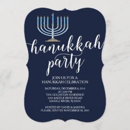 Convite moderno da celebração de Menorah Hanukkah