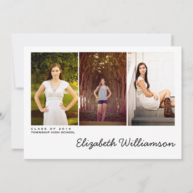 Convite moderno da festa de formatura de três (Frente)