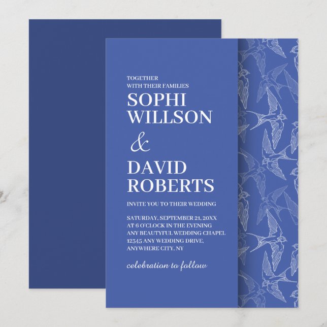 Convite Moderno de Casamento com padrão de andorin (Frente/Verso)