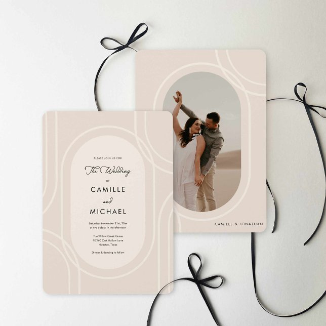 Convite Moderno de Casamento de Fotos Minimalista (Modern Minimalist Photo Wedding Invitation)