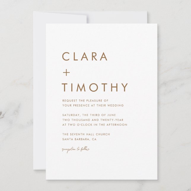Convite Moderno de Casamento de Script Clássico Mí (Frente)