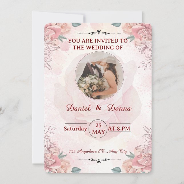 Convite Moderno de Casamento Minimalista (Frente)