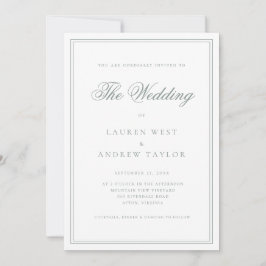 Convite Moderno de Casamento Minimalista Sage Gree