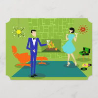Convite moderno do casal do meio século