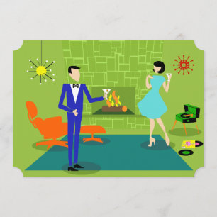 Convite moderno do casal do meio século