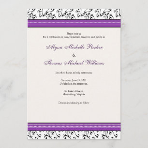 Convite moderno do casamento do redemoinho (roxo)
