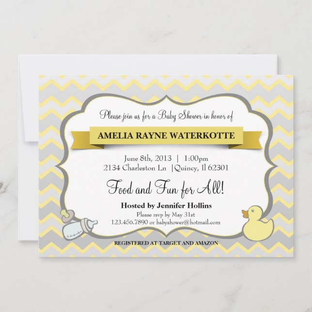 Convite moderno do chá de fraldas dos animais do (Frente)