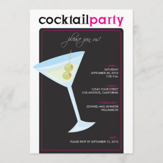 Convite moderno do cocktail (fuschia)