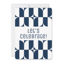 Convite moderno do século médio azul e branco