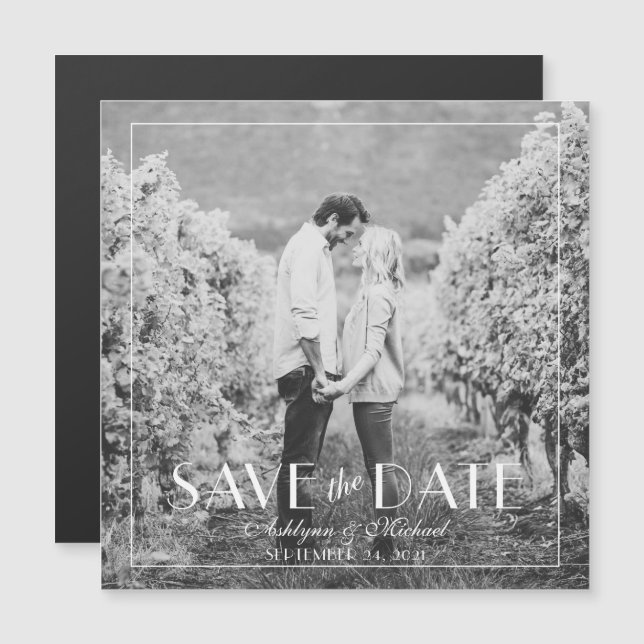 Convite Moderno e Elegante Estilo Quadrado Casamento (Frente/Verso)