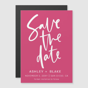 Convite Moderno manuscrito da Fuchsia Salve a Data