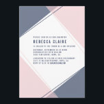Convite moderno para Blush Gem e Bat Mitzvah Marin<br><div class="desc">Nosso convite ao Bat Mitzvah, ultra moderno, apresenta um bloco colorido assimétrico detalhando em cor rosa e azul marinho. Adicione a sua cerimônia e detalhes da festa em tipografia de blocos nítidos em marinho correspondente. Dica do Designer: este convite usa espaçamento de caracteres extras para alcançar uma aparência moderna e...</div>