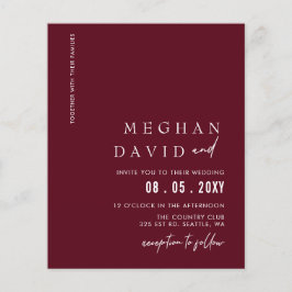 Convite Moderno para Casamento Burgundy de Orçamen
