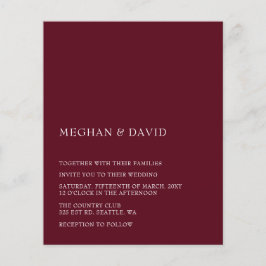 Convite Moderno para Casamento Burgundy de Orçamen