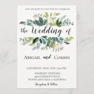 Convite Moderno para Casamento Chic Greenery